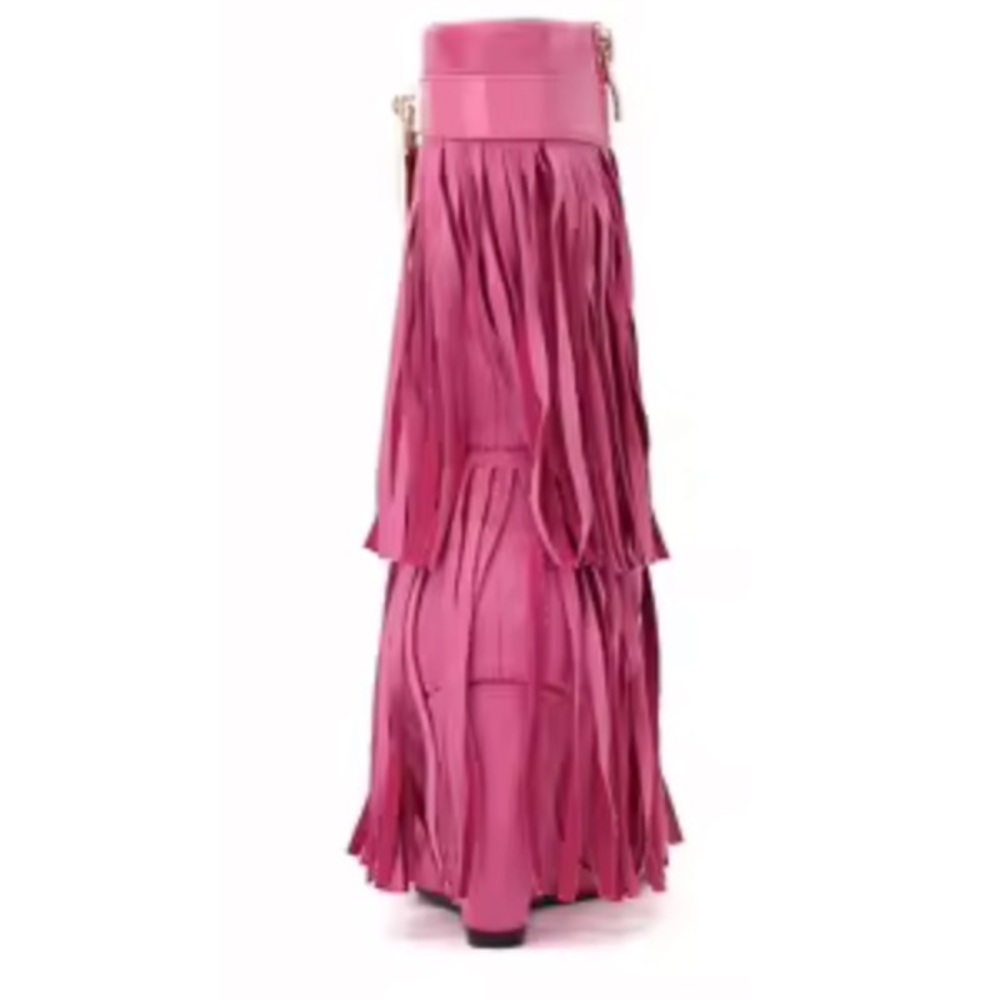 Pink Wedge Shoes with Fringe Detail - Picture 4 of 5